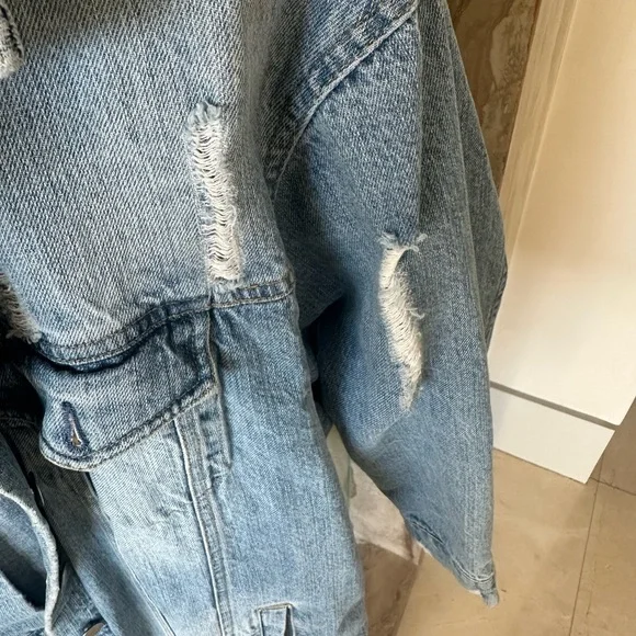 Boho Intentionally Rustic Denim Long Jacket - Picture 5 of 7